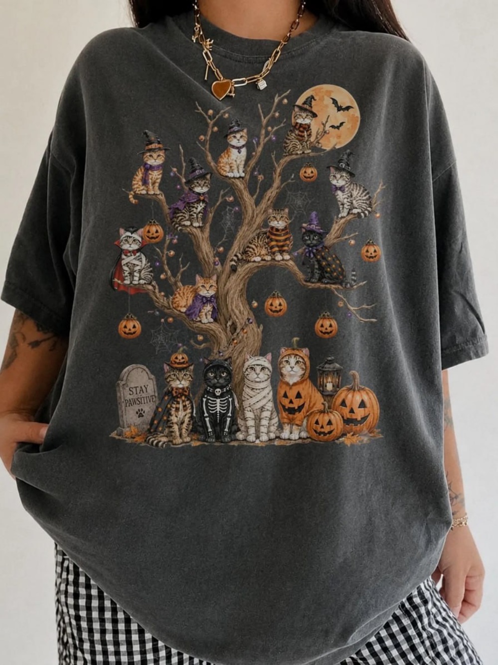 Halloween Cats Graphic Tee - Pepper
